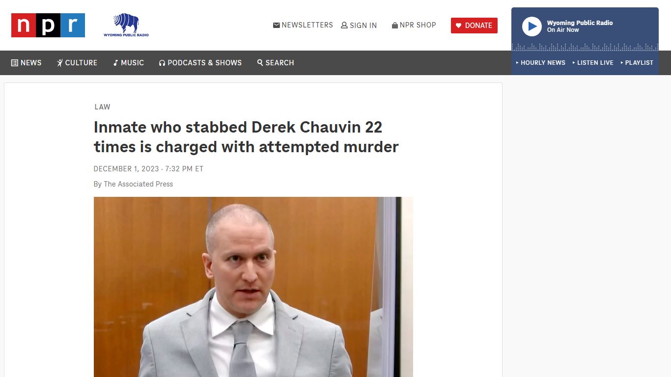 Inmate who stabbed Derek Chauvin charged with attempted murder ... - NPR